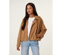 Blue Vanilla Suedette Puffball Jacket - M-L - Tan