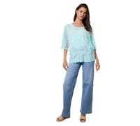 Blue Vanilla Sun Flower Lace Sleeve Blouse M/L/Aqua