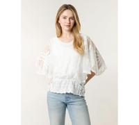 Blue Vanilla Sun Flower Lace Sleeve Blouse - M-L - Ivory