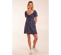 Blue Vanilla Sweetheart Neck Floral Mini Dress In Navy Navy S