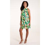 Blue Vanilla Swirl Print Sleeveless Mini Dress In Green Green M/L