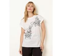 Blue Vanilla T-Shirt With Floral Embroidery - M-L - Ivory