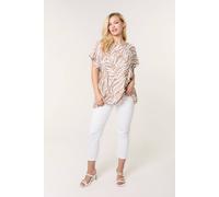 Blue Vanilla Taupe Animal Printed Diamante Detailed Top Taupe S/M