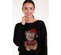 Blue Vanilla Teddy Bear Christmas Jumper In Black Black S/M