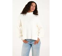Blue Vanilla Textured High Neck Jumper In Ivory Ivory M/L