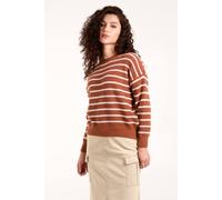 Blue Vanilla Women's Textured Stripe Jumper in Brown | Size: Medium/Large Blue Vanilla Brown M/L