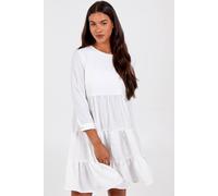 Blue Vanilla Textured Tiered Dress In Ivory Ivory S