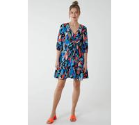 Blue Vanilla Women's Tie Front 3/4 Sleeve Dress | Size: 8 Blue Vanilla Multicolor 8