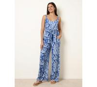 Blue Vanilla Tie Front Jumpsuit - L - Navy