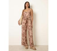 Blue Vanilla Tie Front Jumpsuit - XL - Light Brown