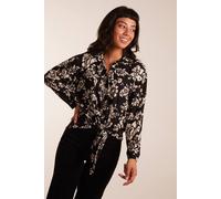 Blue Vanilla Women's Tie Front Oversized Shirt in Black | Size: Small Blue Vanilla Black S