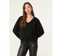 Blue Vanilla Tie Front Top - UK 10-12 - Black