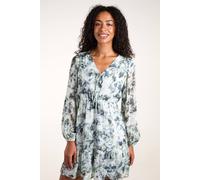Blue Vanilla Tie Front Watercolour Mini Dress Blue L