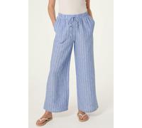 Blue Vanilla Tie Waist Stripe Wide Leg Trousers - M - Blue