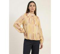Blue Vanilla Yellow Tile Print Puffball Blouse With Metallic Detail Yellow S/M