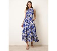 Blue Vanilla Women's Royal Topical Leaf Print Maxi Dress | Size: Large Blue Vanilla Royal L
