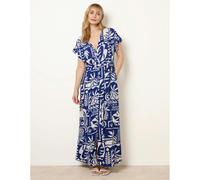 Blue Vanilla Women's Royal Tropical Block Print Dress | Size: Large Blue Vanilla Royal L