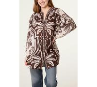Blue Vanilla Tropical Lurex Oversized Shirt - One Size - Brown