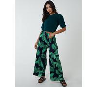 Blue Vanilla Tropical Print Elastic Waist Culotte In Navy Navy S