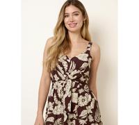 Blue Vanilla Tropical Tie Front Jumpsuit - S - Brown