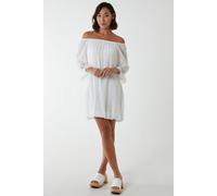 Blue Vanilla Tunic Puffball With Crochet Lace In Ivory Ivory S