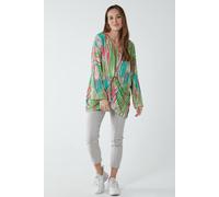 Blue Vanilla Twist Front Abstract Print Long Sleeve Top In Green Green One Size