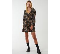 Blue Vanilla Twist Front Mini Skater Dress In Black Black 10