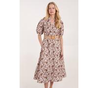 Blue Vanilla V Front Belted Dress In Chocolate Chocolate L