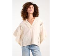 Blue Vanilla V Front Crochet Fringe Kimono Top In Stone Stone One Size