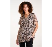 Blue Vanilla V Neck Animal Tunic In Brown Brown S