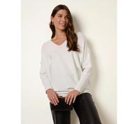 Blue Vanilla Women's Ivory V-Neck Batwing Shoulder Pearl Detailing Jumper | Size: S/M Blue Vanilla Ivory S/M
