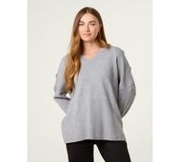 Blue Vanilla Women's Light Grey V Neck Button Jumper Blue Vanilla Light Grey One Size