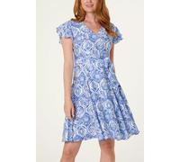 Blue Vanilla Women's Royal V Neck Godet Dress | Size: 12 Blue Vanilla Royal 12