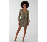 Blue Vanilla V-Neck Long Sleeve Dress In Light Grey Light Grey
