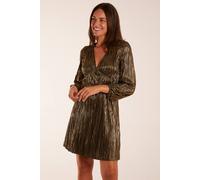 Blue Vanilla V Neck Mini Dress In Gold Gold