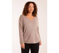Blue Vanilla V-Neck Ribbed Jumper In Light Brown Light Brown One Size
