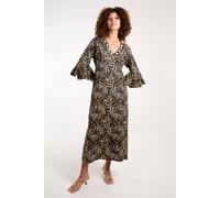 Blue Vanilla V Neck Shell Midi Dress In Light Brown Light Brown S