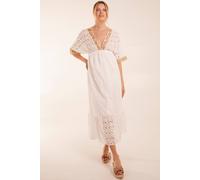 Blue Vanilla V-Neck Short Sleeve Dress In Ivory Ivory M/L
