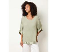 Blue Vanilla Viscose Crinkle Top With Satin Finish - One Size - Light Khaki