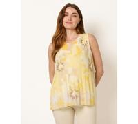 Blue Vanilla Watercolour Floral Printed Pleated Top - S-M - Light Yellow