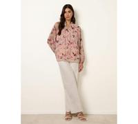 Blue Vanilla Women's Pink Watercolour Floral Printed Tie Front Blouse | Size: Large Blue Vanilla Pink L