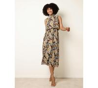 Blue Vanilla Watercolour Printed Sleeveless Midi Dress - M - Black