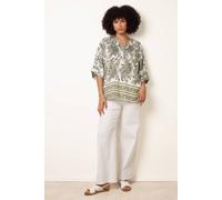 Blue Vanilla White Boxy Short Sleeve Printed Top White S/M