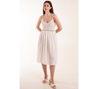 Blue Vanilla Women's White Crochet Strap Midi Cami Dress | Size: Medium Blue Vanilla White M