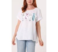 Blue Vanilla Women's White Fish Iridescent Print Top | Size: S/M Blue Vanilla White S/M