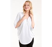 Blue Vanilla White Heart Half Zip Front Top White S/M