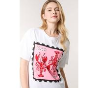 Blue Vanilla White Lobster Print T-Shirt White M