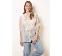 Blue Vanilla Sheer Floral Shirt - One Size - White
