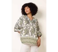 Blue Vanilla Boxy Short Sleeve Printed Top - M-L - White