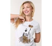 Blue Vanilla White Woman Leopard Print Balloon Top White